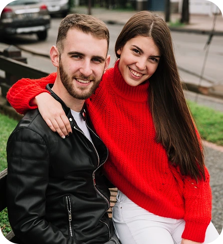 Young couple in winter park