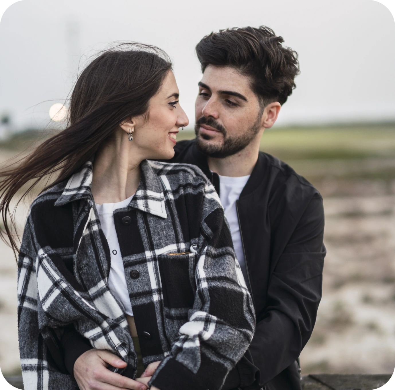 Couple embracing