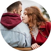 Intimate couple in a circular frame